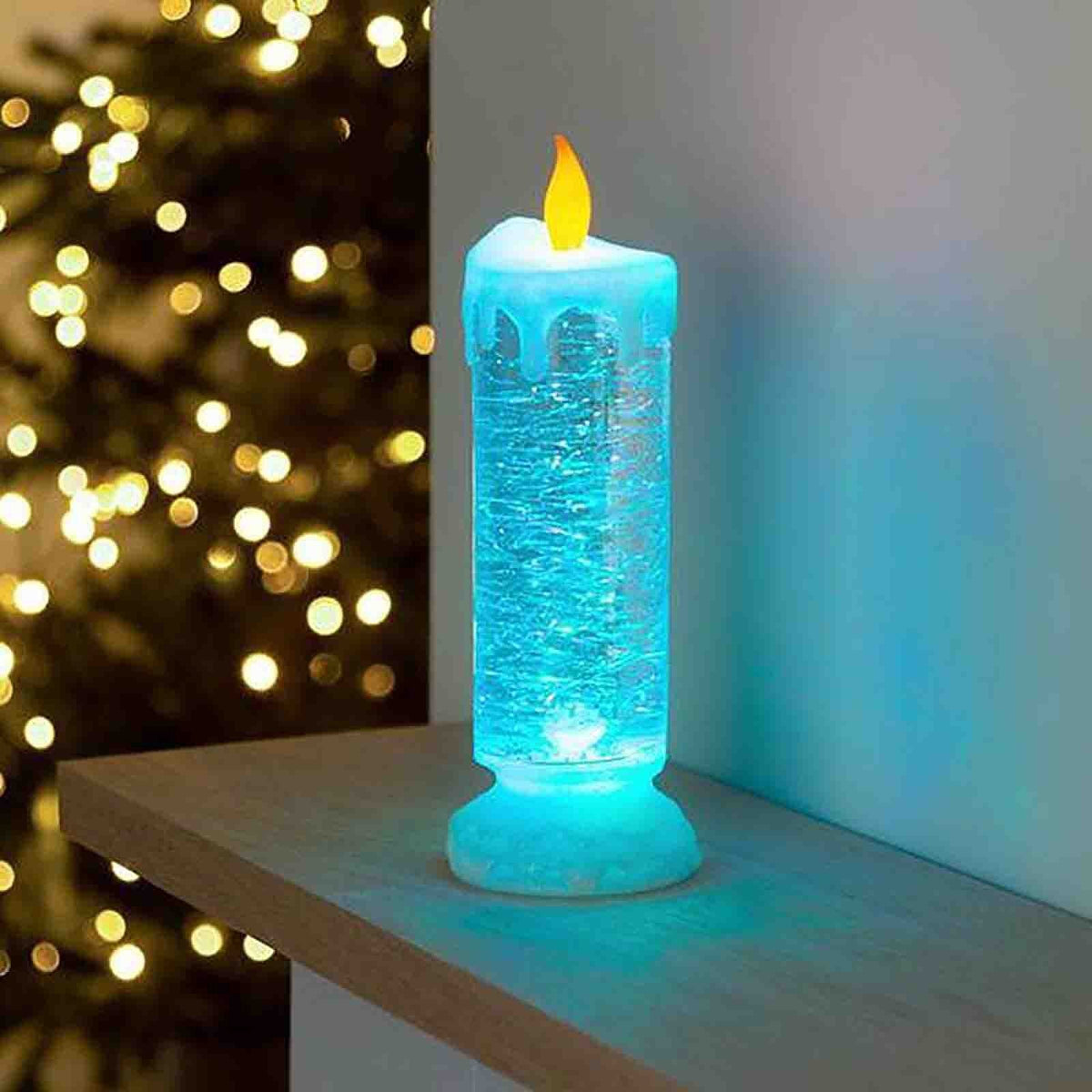 Rotating LED Candle With Color-Changing Glitter Glow