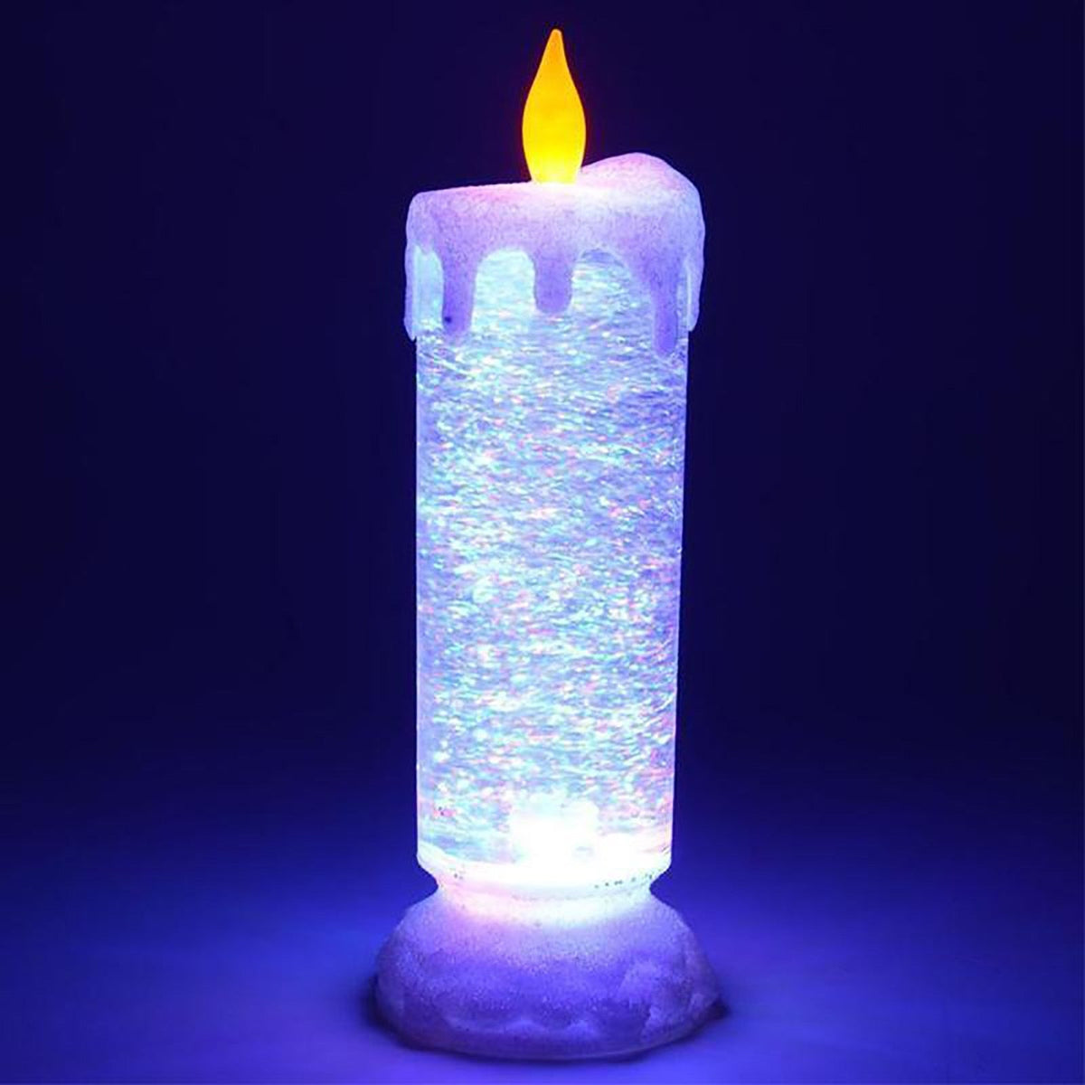 Rotating LED Candle With Color-Changing Glitter Glow