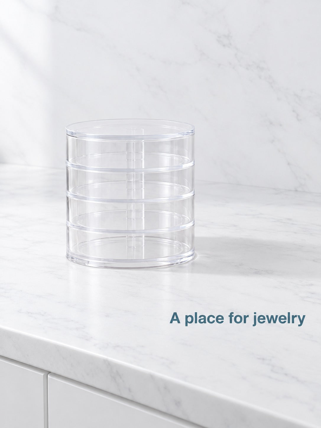 Rotating Jewelry Box with Multi-Layer Earring Tiers