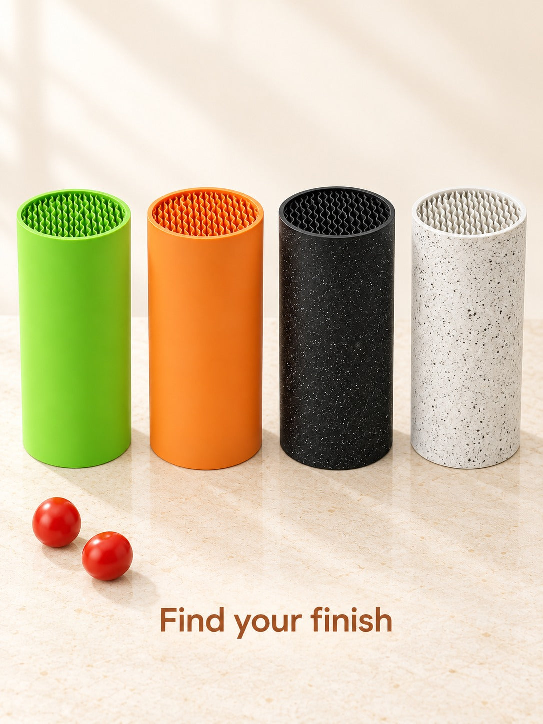 Colorful Round Knife Holder With Wavy Upright Insert