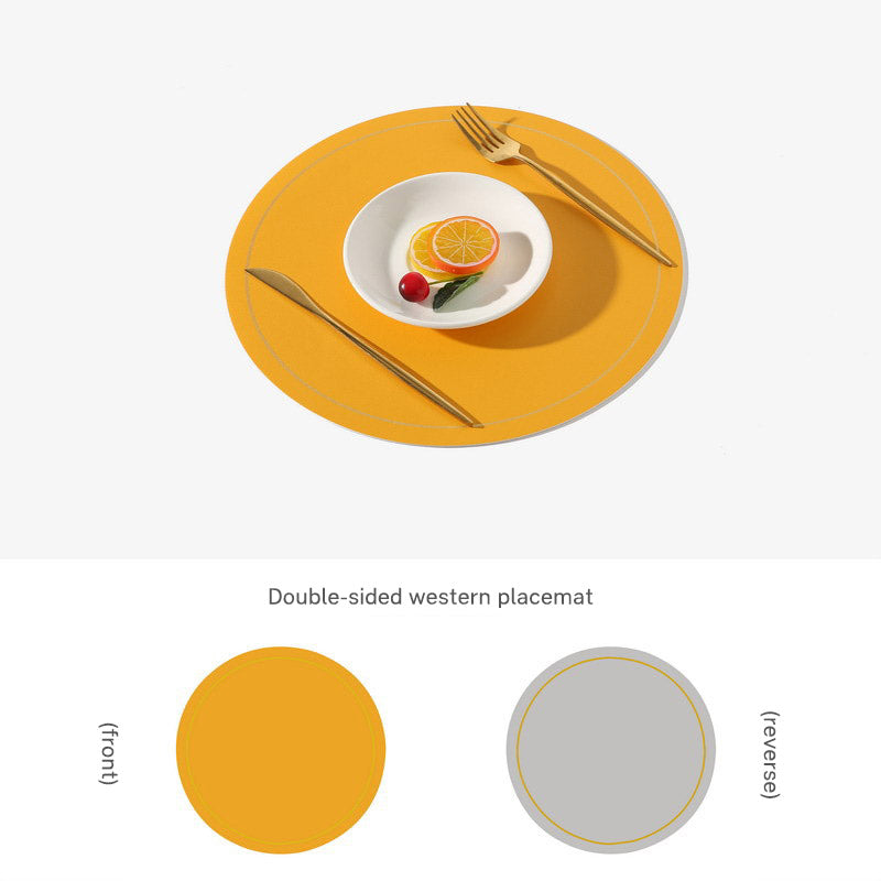 Round Leather-Look Placemat, Waterproof Table Protector
