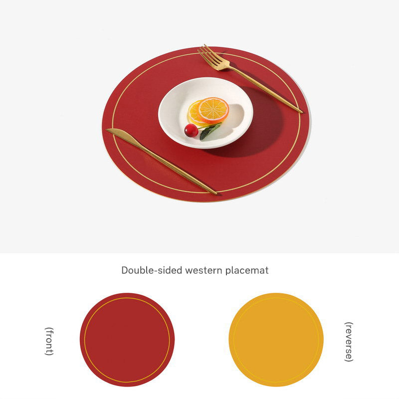 Round Leather-Look Placemat, Waterproof Table Protector