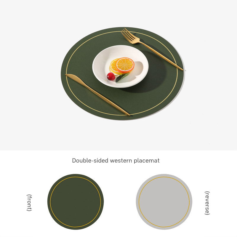 Round Leather-Look Placemat, Waterproof Table Protector