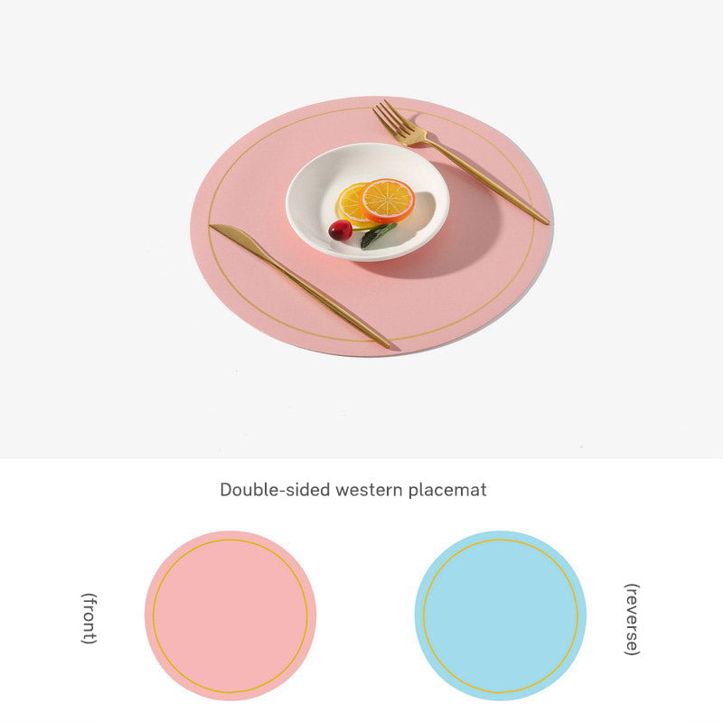 Round Leather-Look Placemat, Waterproof Table Protector