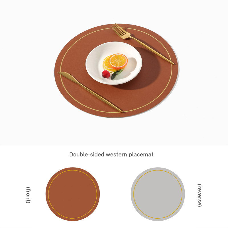 Round Leather-Look Placemat, Waterproof Table Protector