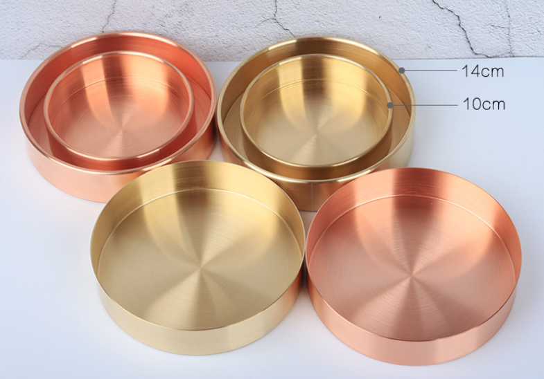 Round Metal Desk Organiser Tray Set for Keys and Rings