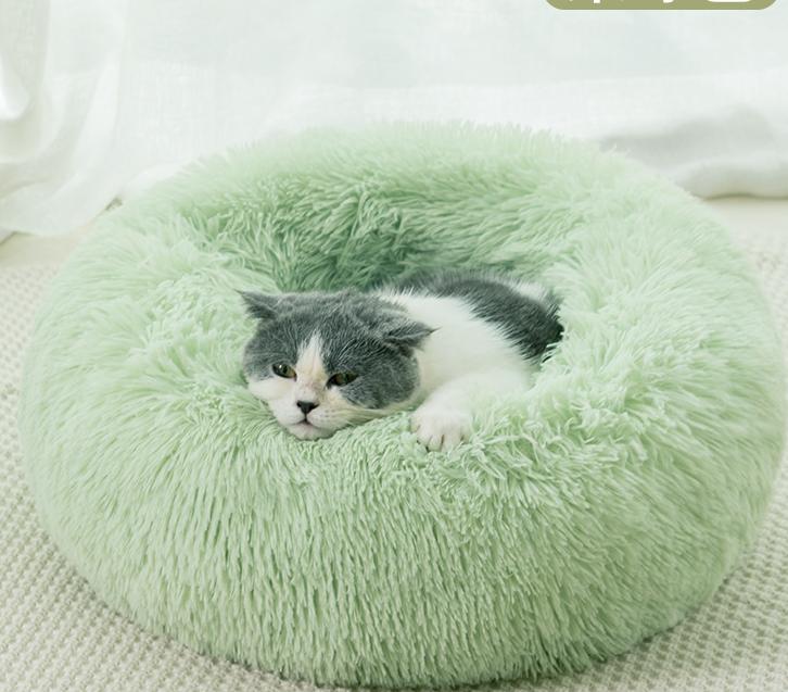 Round Plush Pet Bed for Warm, Secure Cozy Nesting