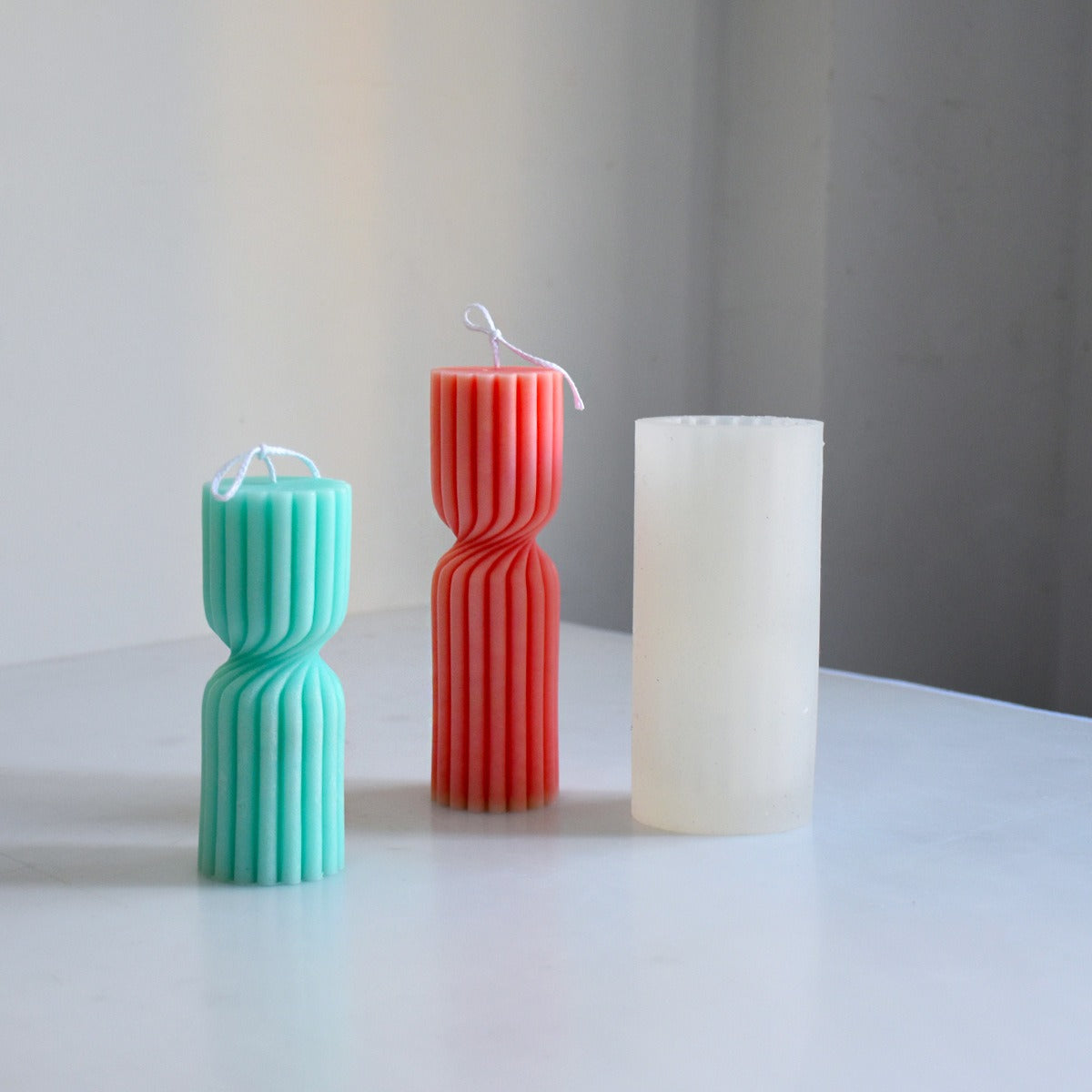 Spiral Candle Mold for Sculptural Ribbed Pillar Candles