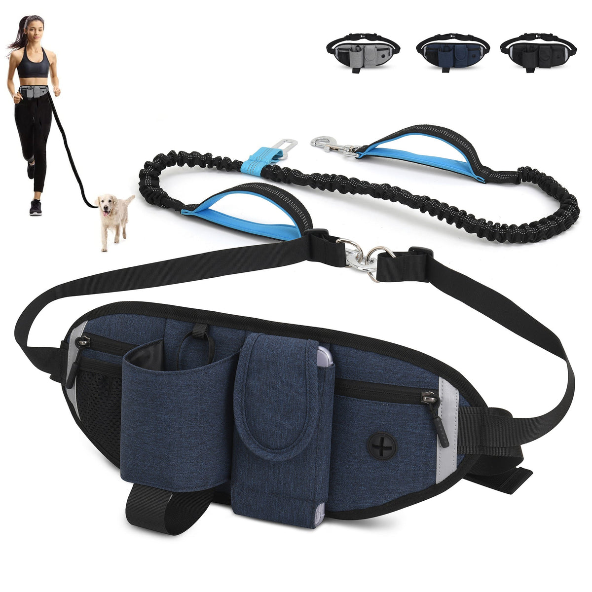 Hands-Free Dog Walking Fanny Pack With Elastic Leash