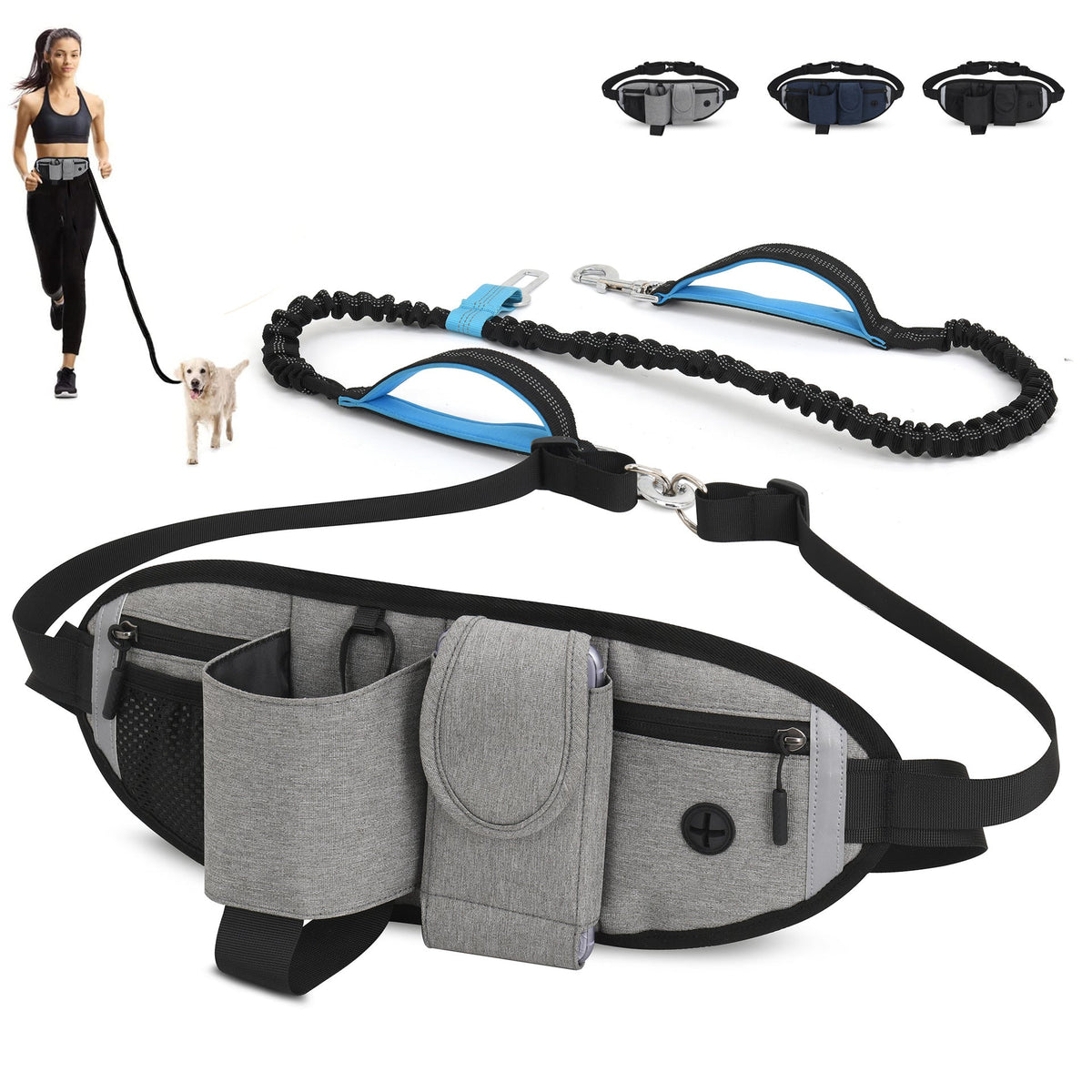 Hands-Free Dog Walking Fanny Pack With Elastic Leash