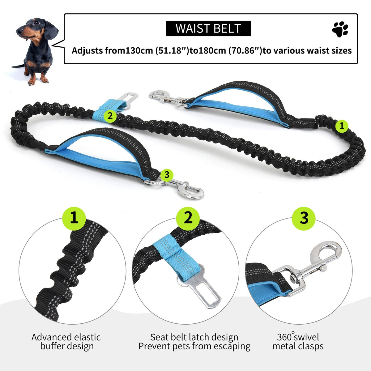 Hands-Free Dog Walking Waist Bag With Shock Absorber