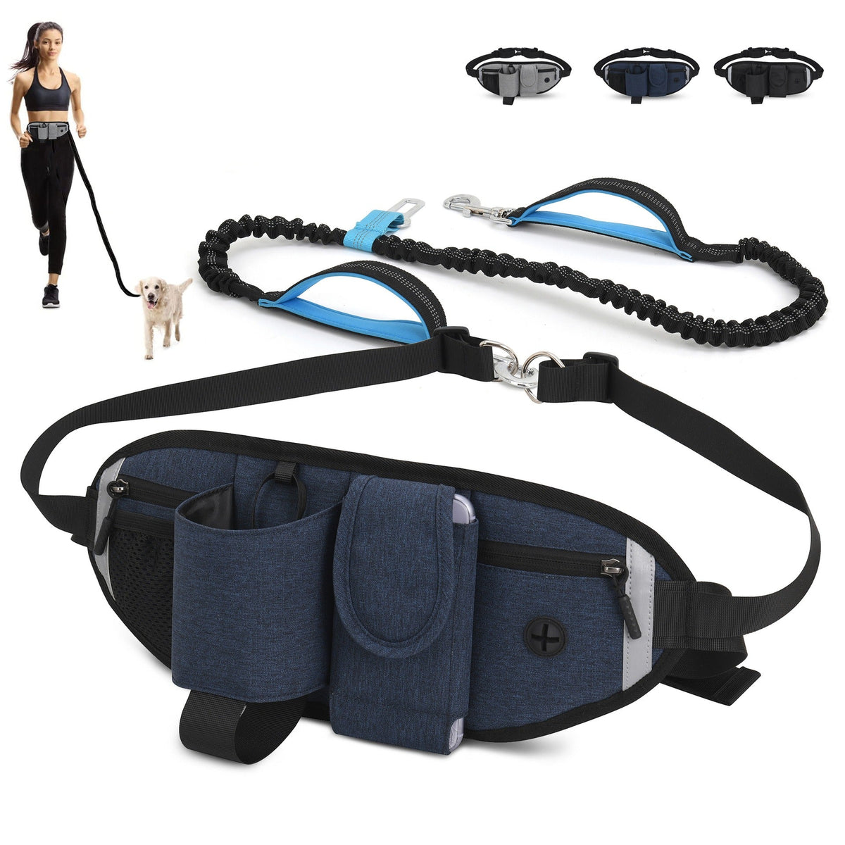 Hands-Free Dog Walking Waist Bag With Shock Absorber