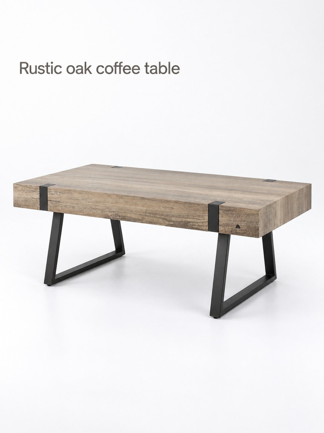 Rustic Industrial Coffee Table with Oak Top & Black Legs