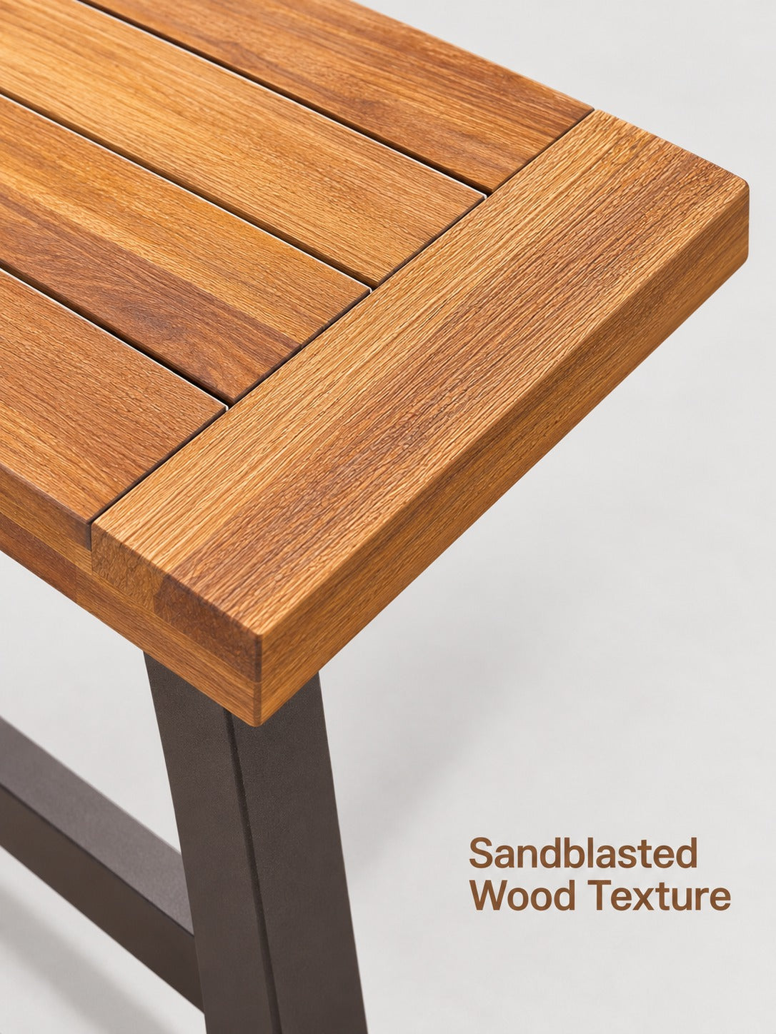 Rustic Outdoor Dining Table with Sandblast Wood Top