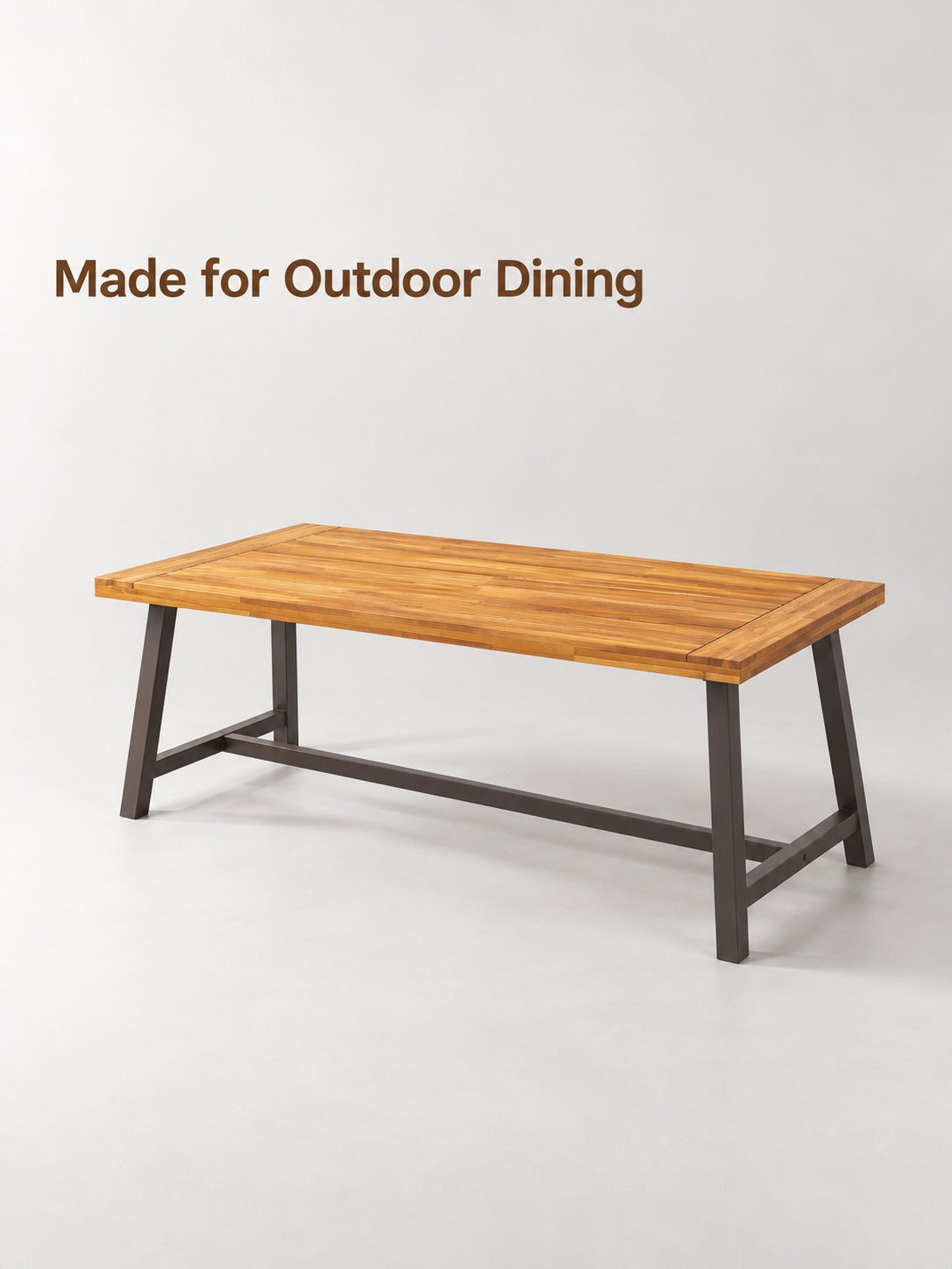 Rustic Outdoor Dining Table with Sandblast Wood Top