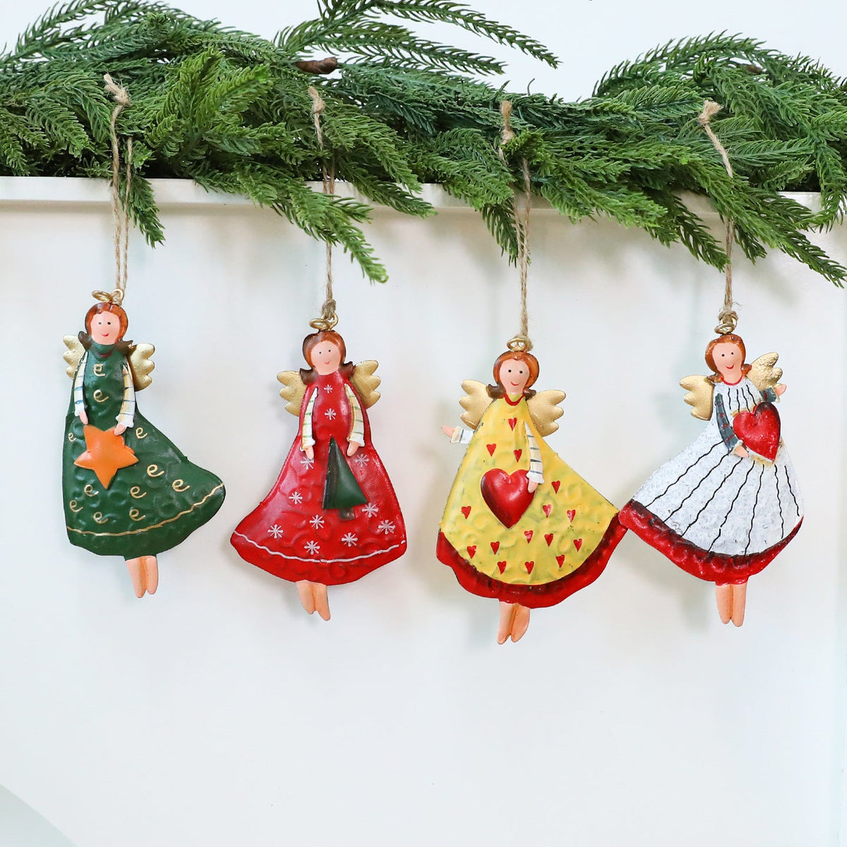 Rustic Metal Angel Ornaments for Christmas Tree Decor