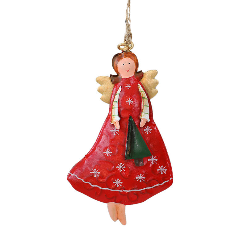 Rustic Metal Angel Ornaments for Christmas Tree Decor