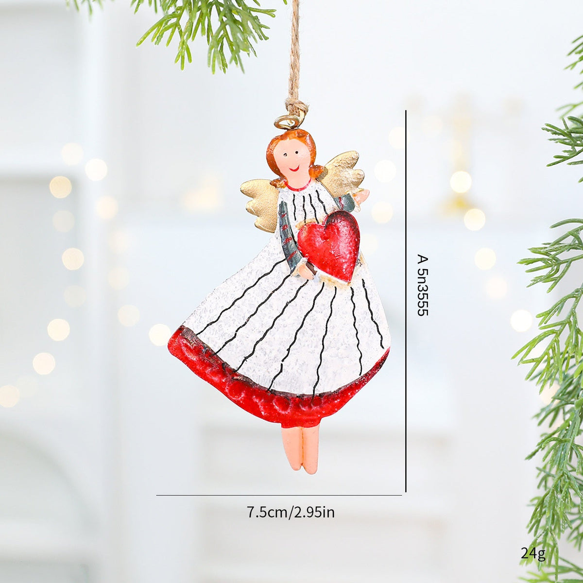 Rustic Metal Angel Ornaments for Christmas Tree Decor