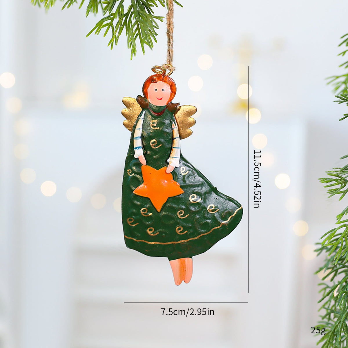 Rustic Metal Angel Ornaments for Christmas Tree Decor