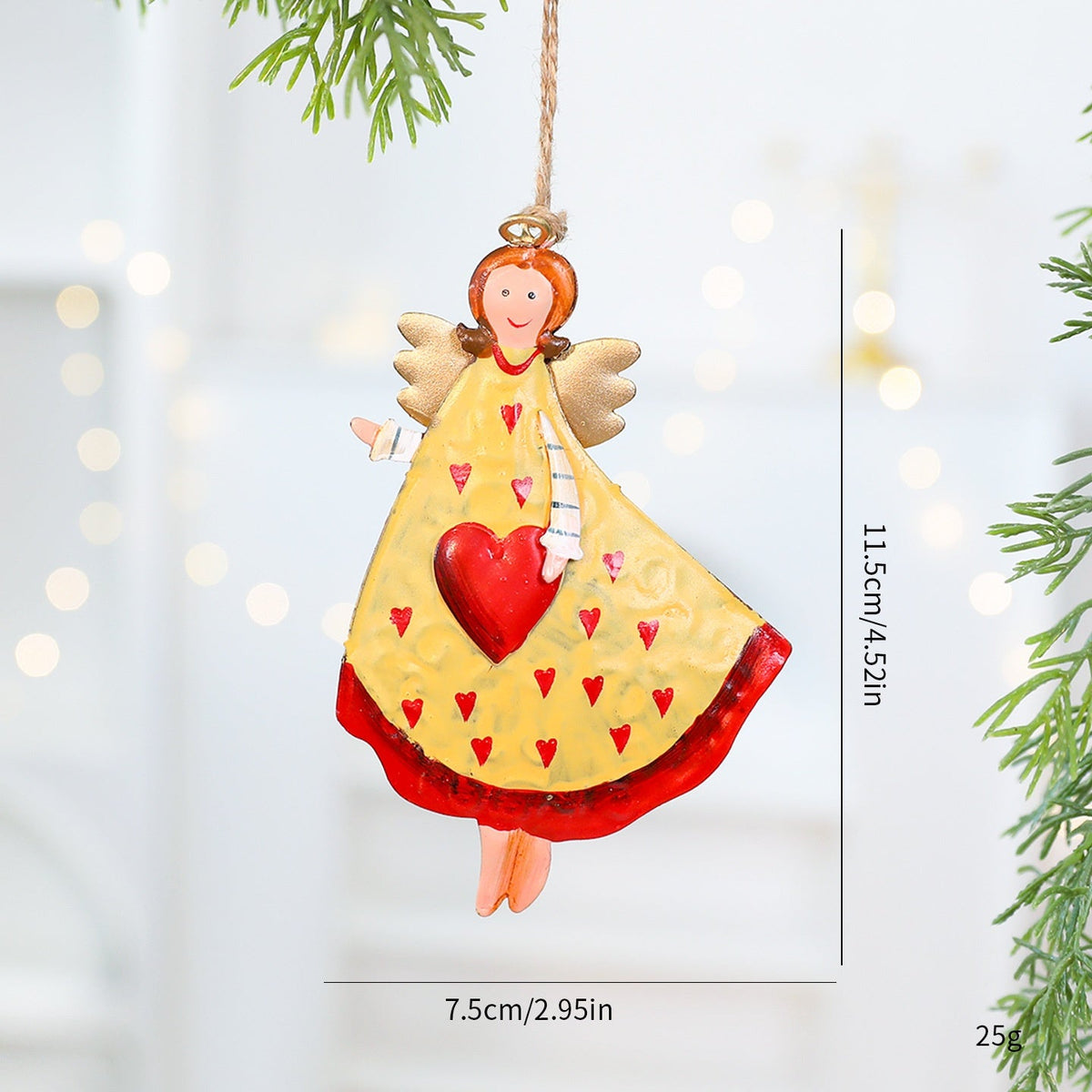 Rustic Metal Angel Ornaments for Christmas Tree Decor