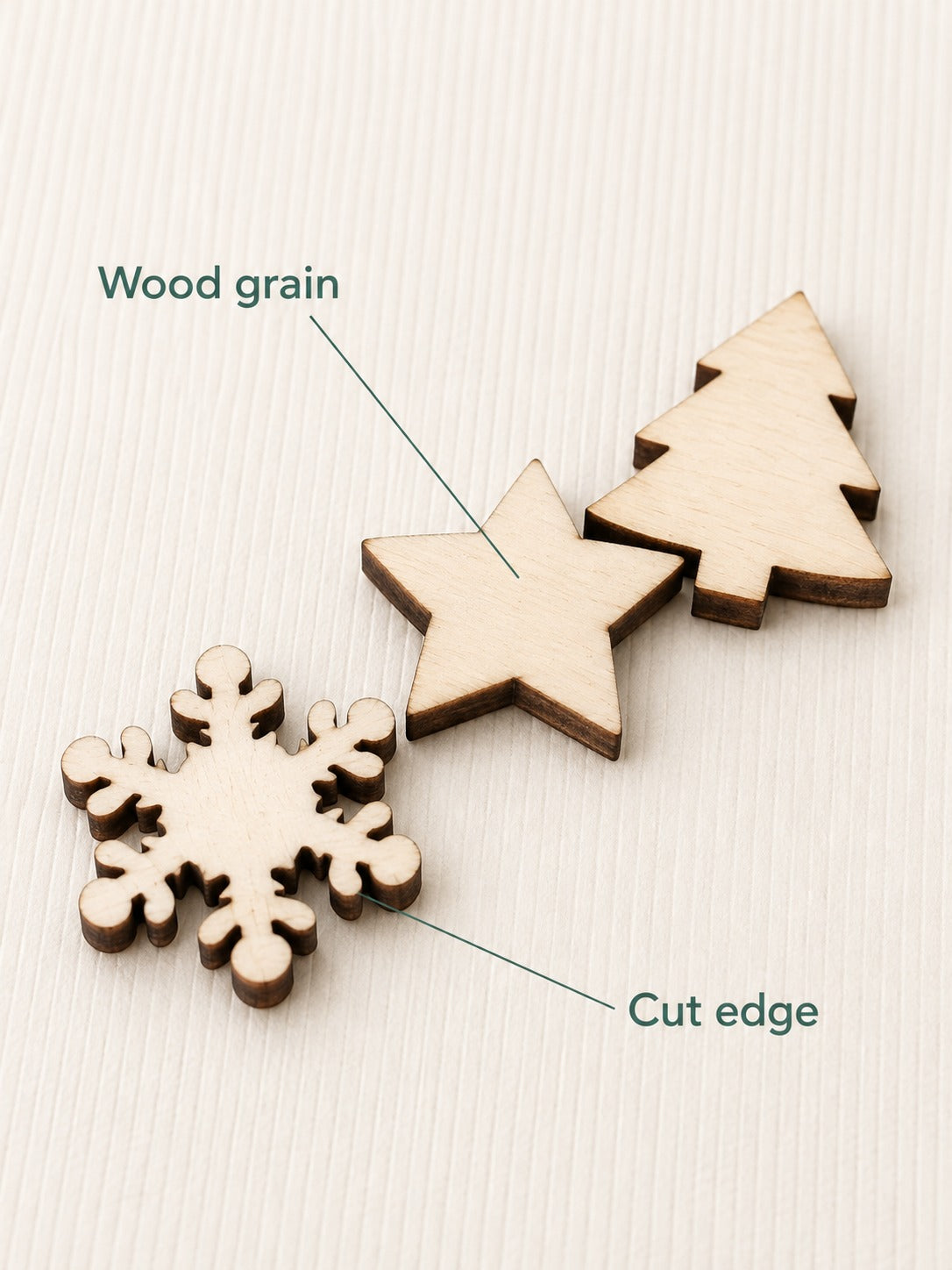 Rustic Wooden Christmas Confetti Shapes, 50 Pieces