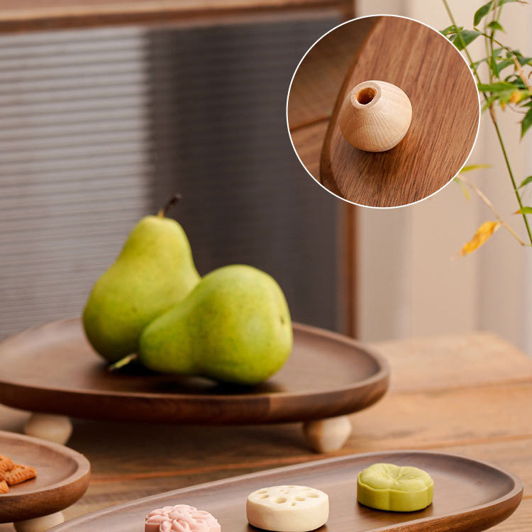 Walnut Wood Tray with Legs - Rustic Fruit & Snack Plate