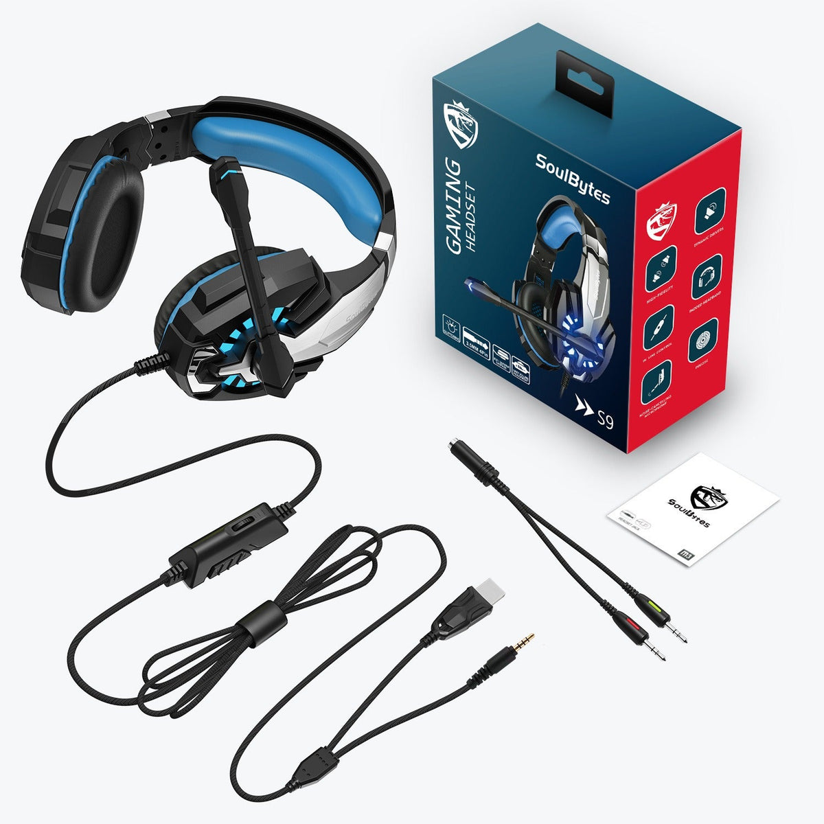 Wired LED Gaming Headset with Boom Mic for PC and PS4