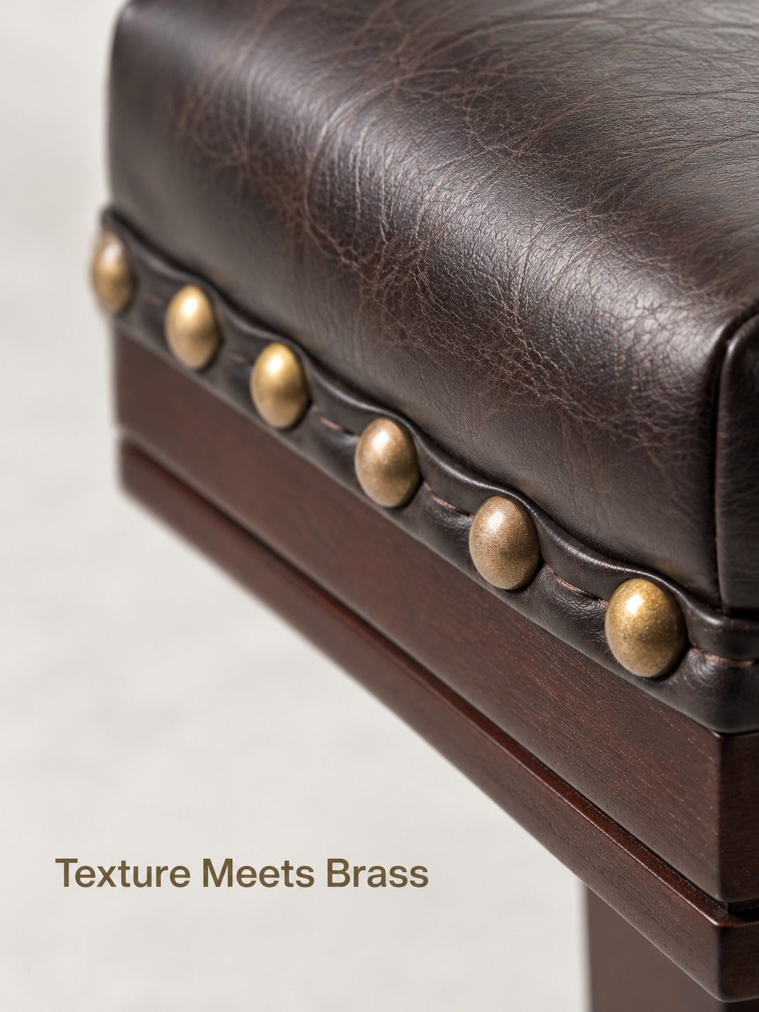 Saddle Bar Stool with Brass Nailhead Trim for Kitchen