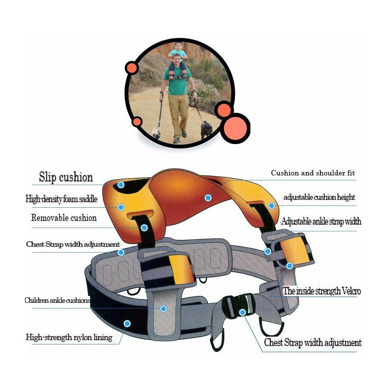 Child Shoulder Carrier Harness With Padded Saddle Seat