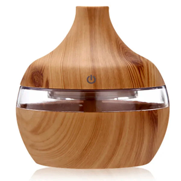Ultrasonic Wood Grain Humidifier with Warm LED Glow