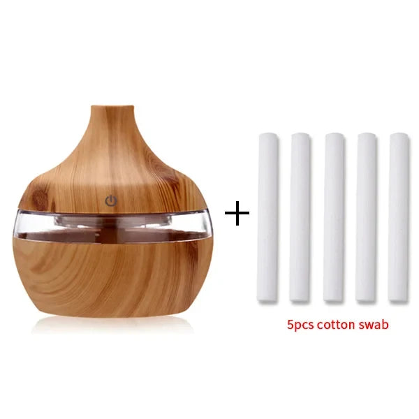 Ultrasonic Wood Grain Humidifier with Warm LED Glow