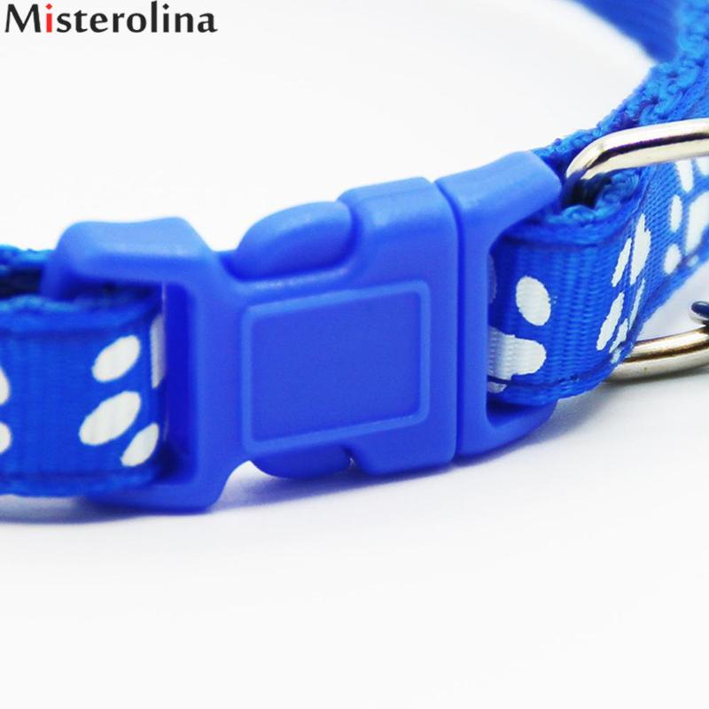 Adjustable Paw Print Cat & Small Dog Collar With Bell