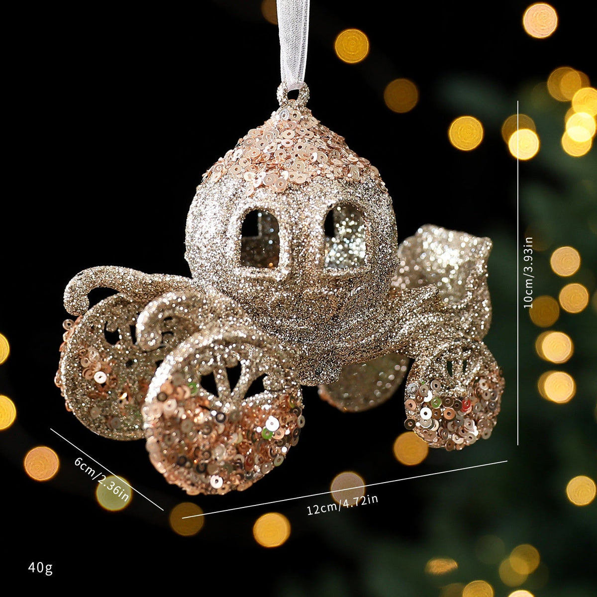 Christmas Tree Ornaments Champagne Gold Sparkling Decor
