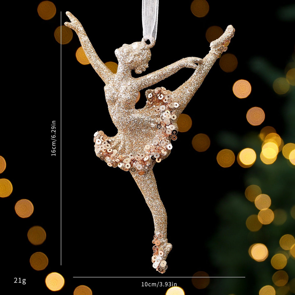 Christmas Tree Ornaments Champagne Gold Sparkling Decor