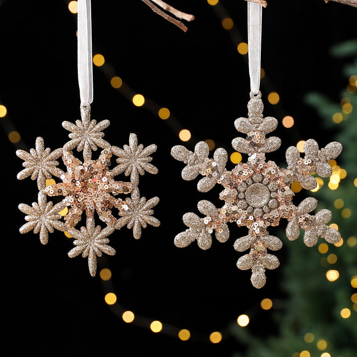 Christmas Tree Ornaments Champagne Gold Sparkling Decor