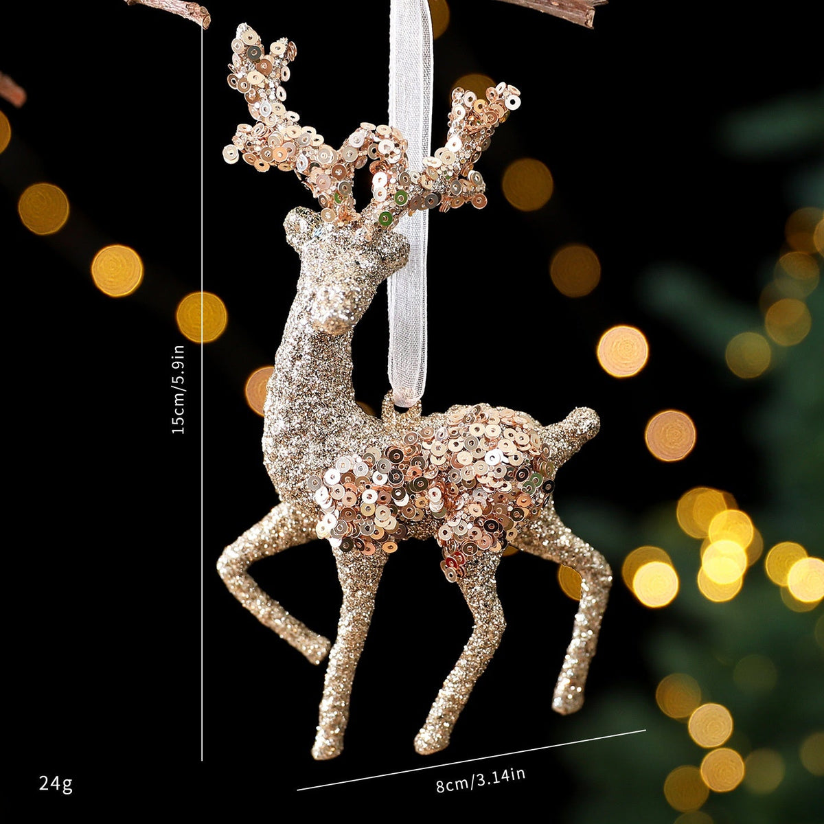 Christmas Tree Ornaments Champagne Gold Sparkling Decor