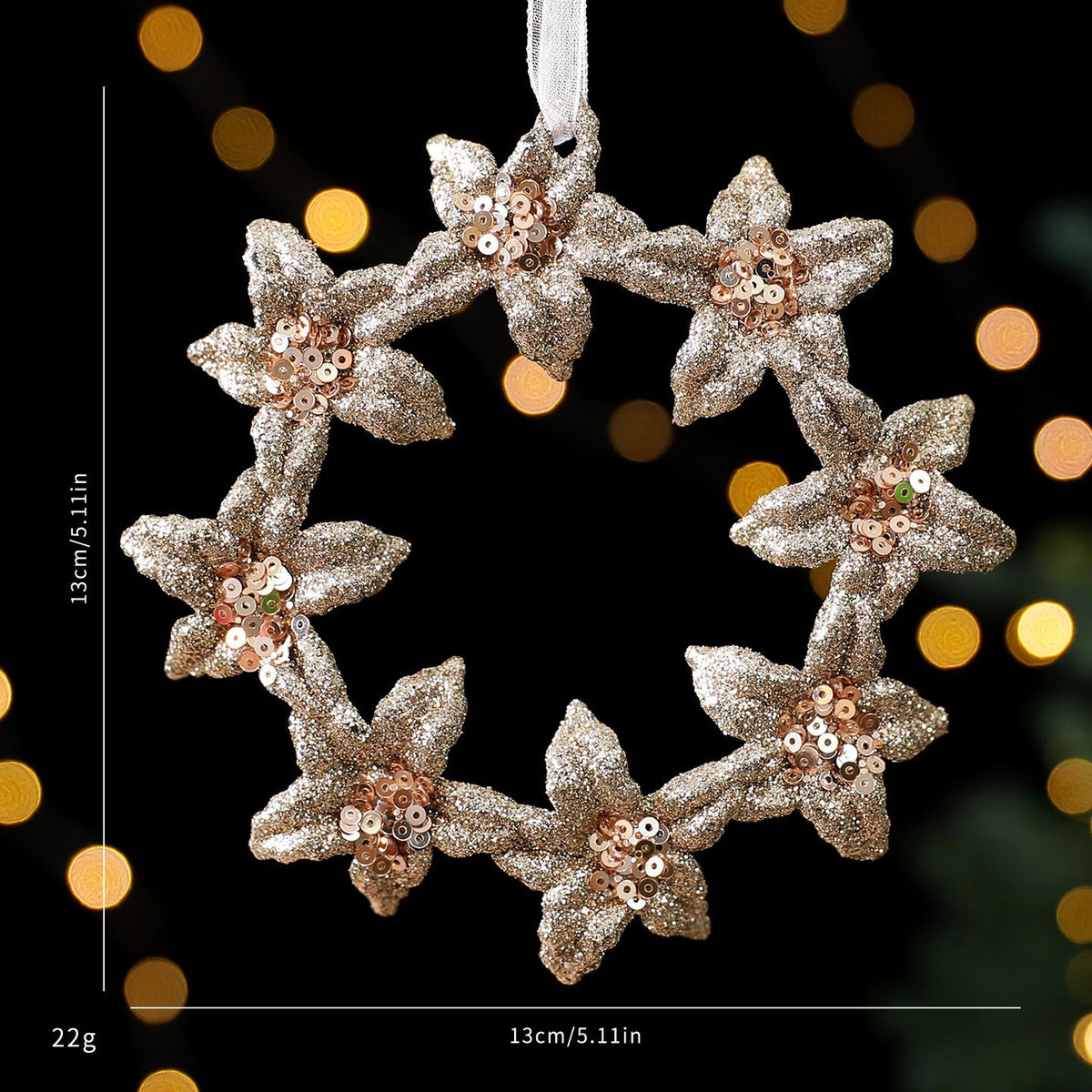 Christmas Tree Ornaments Champagne Gold Sparkling Decor