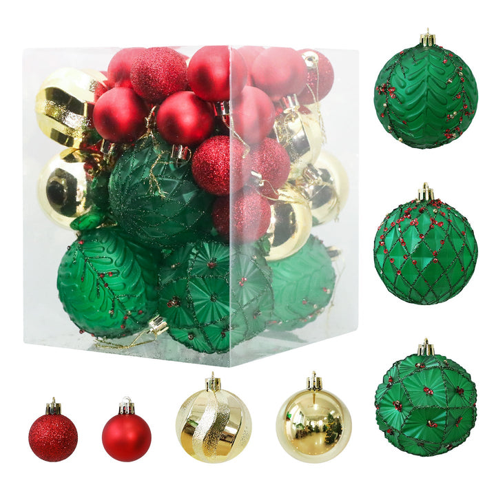 Christmas Ornament Set 36pc Red Green Gold Decor