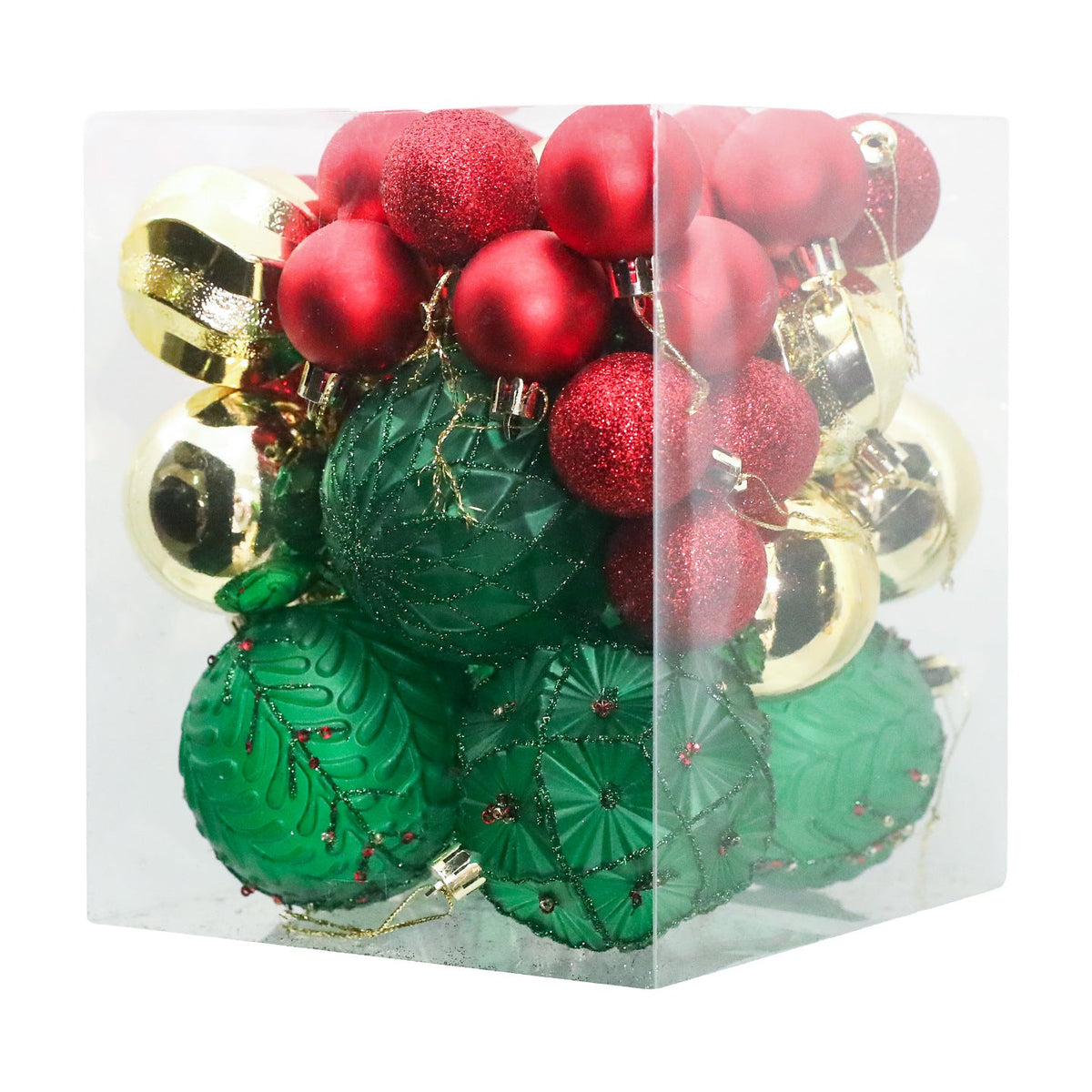Christmas Ornament Set 36pc Red Green Gold Decor