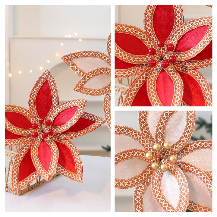 Faux Velvet Poinsettia Branches for Elegant Christmas Decor