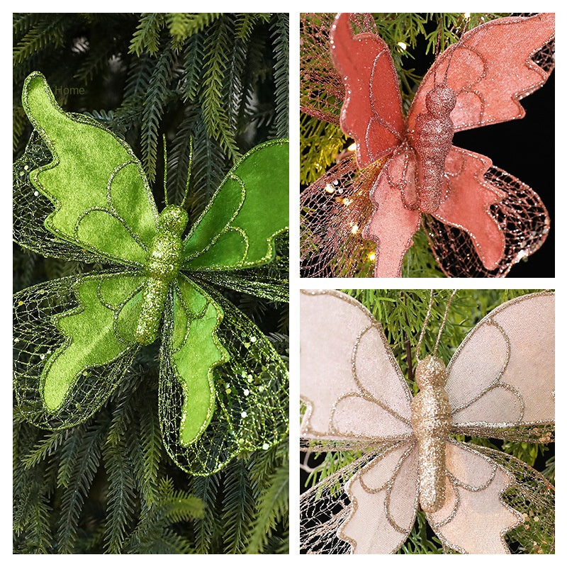 Sequin Butterfly Christmas Tree Ornaments for Sparkle