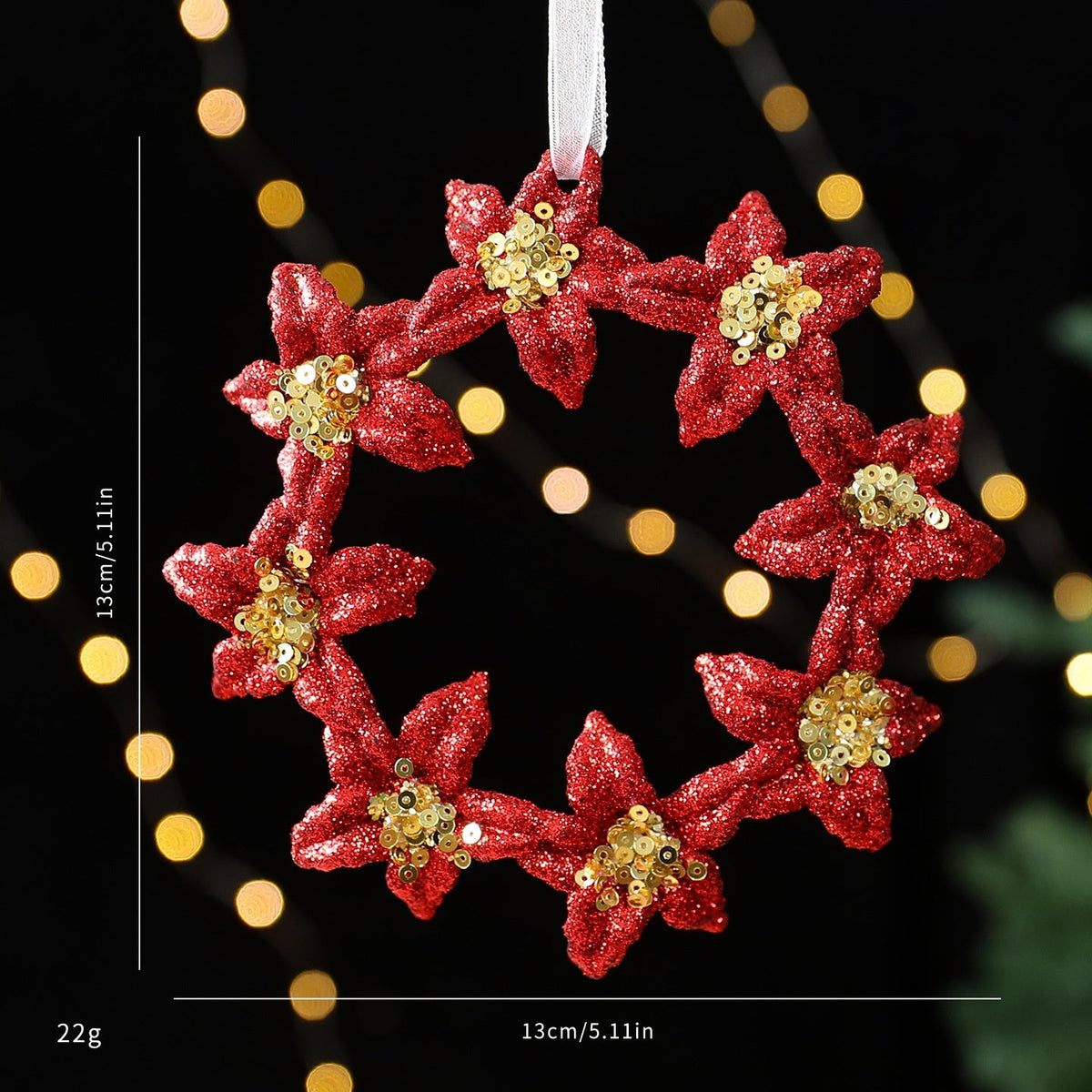 Christmas Tree Ornaments: Red & Gold Glitter Set