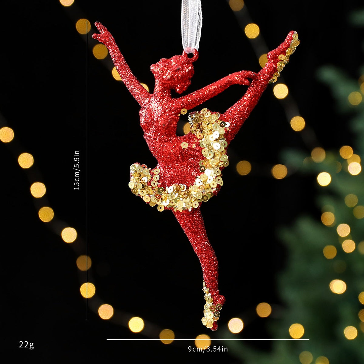 Christmas Tree Ornaments: Red & Gold Glitter Set