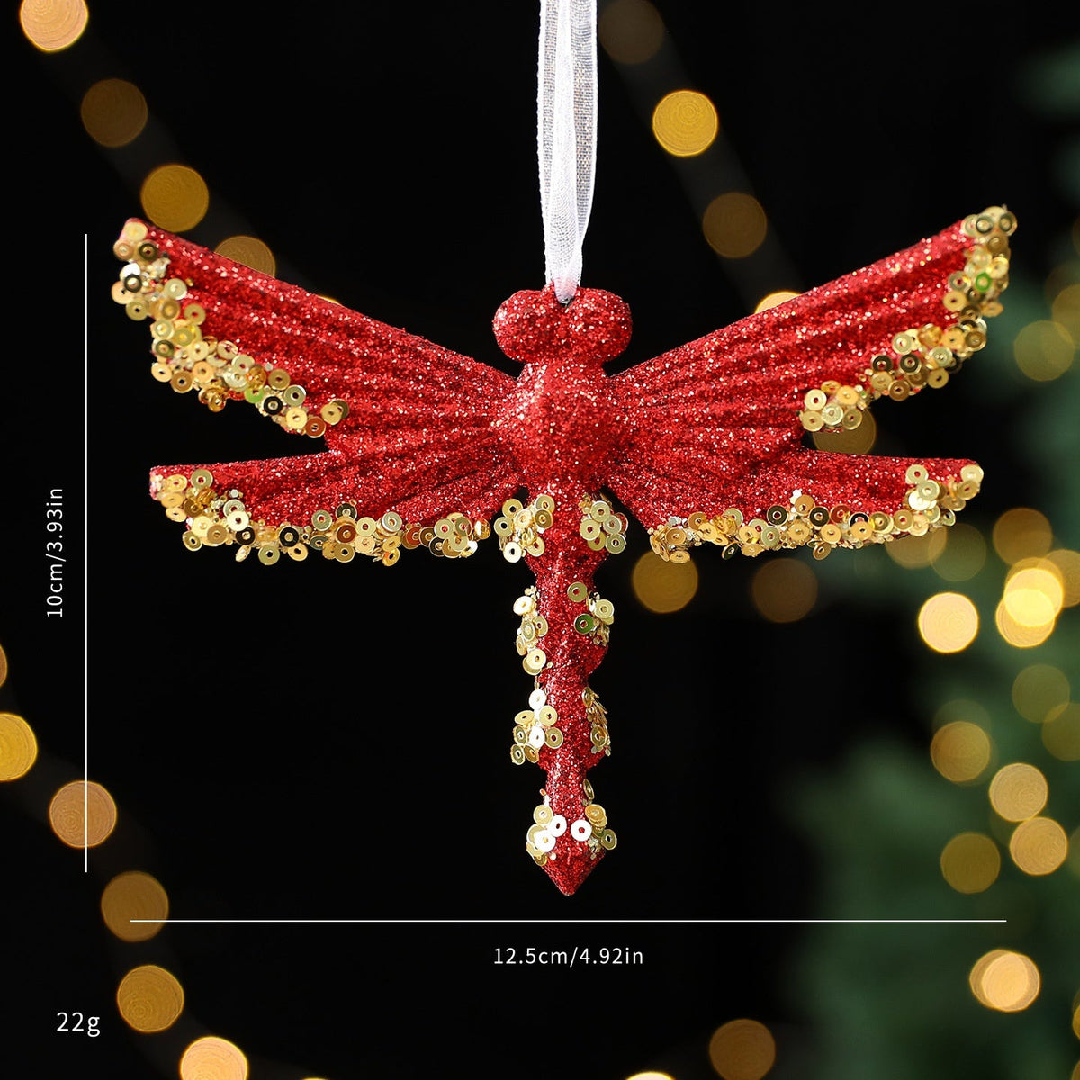 Christmas Tree Ornaments: Red & Gold Glitter Set