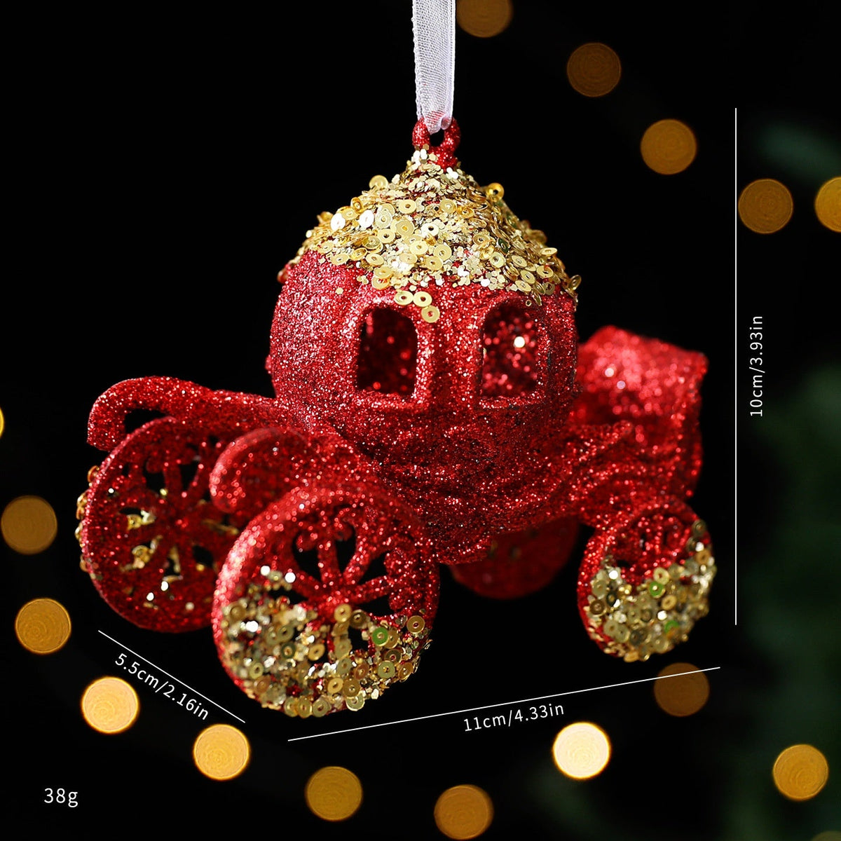 Christmas Tree Ornaments: Red & Gold Glitter Set
