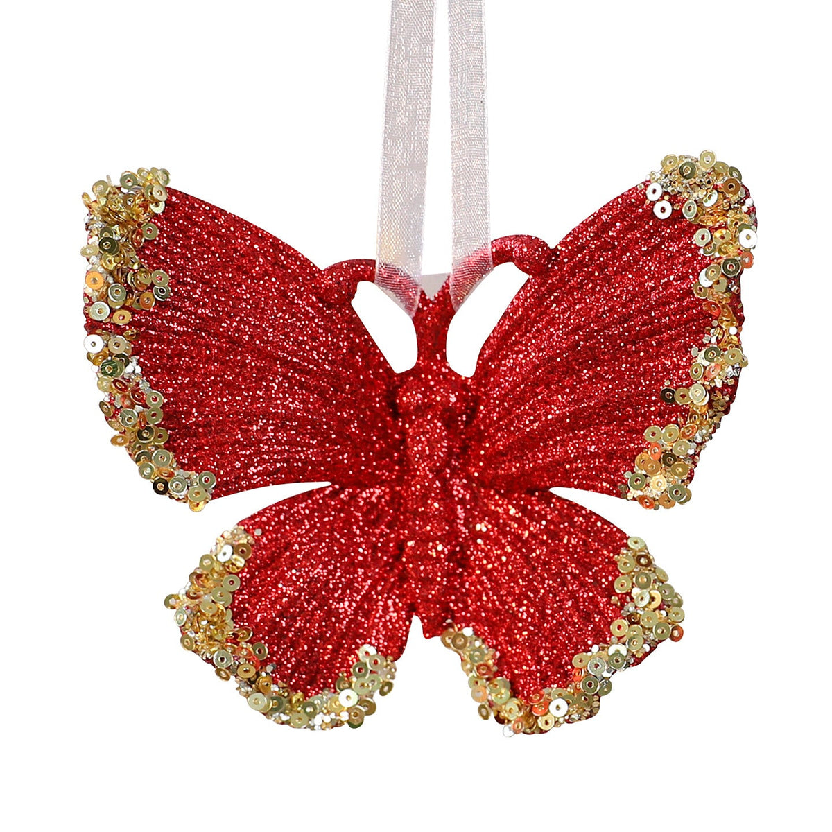 Christmas Tree Ornaments: Red & Gold Glitter Set