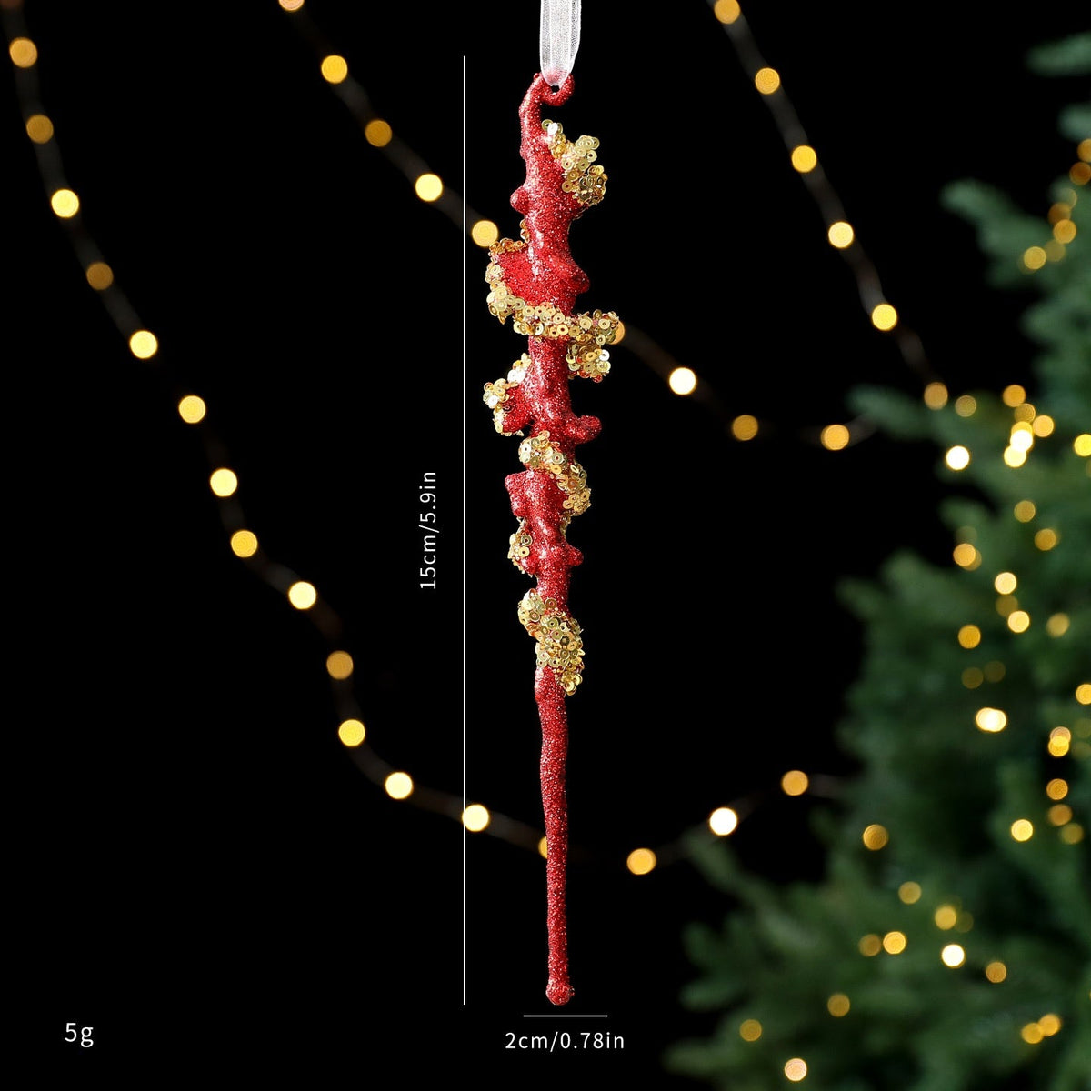 Christmas Tree Ornaments: Red & Gold Glitter Set