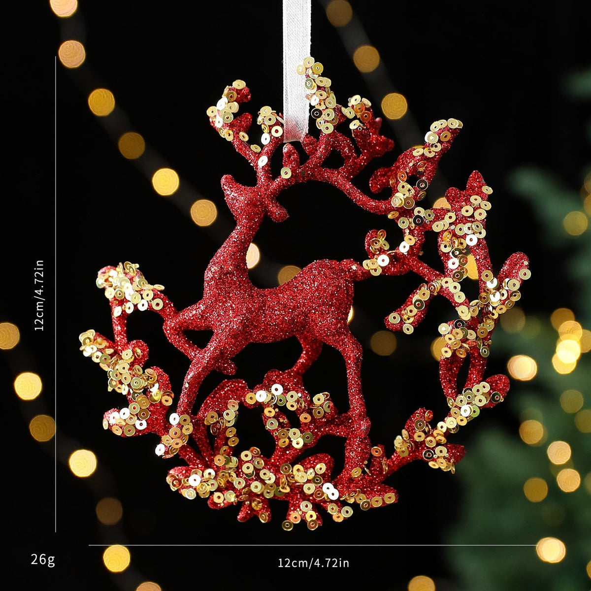 Christmas Tree Ornaments: Red & Gold Glitter Set