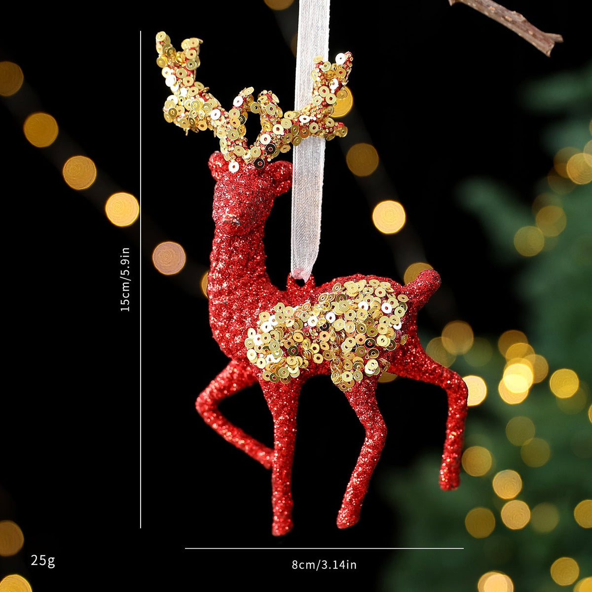 Christmas Tree Ornaments: Red & Gold Glitter Set
