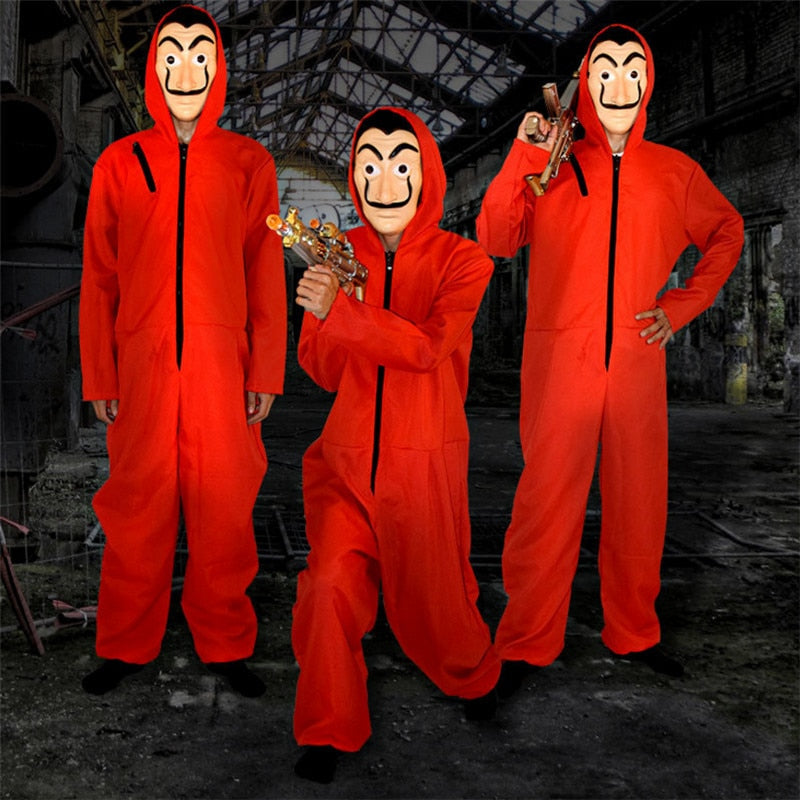 Money Heist Cosplay Costume Red Jumpsuit With Mask